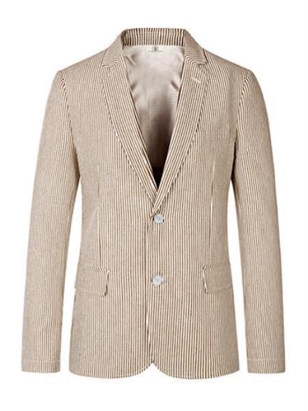 Style#-B6362 Men's Medium  Brown 2 Button seersucker ~ sear sucker Sport Coat Cheap Priced Blazer Jacket For Men Online
