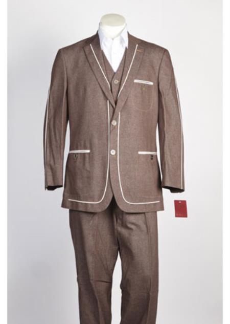Men's 2 Button Suit Brown
