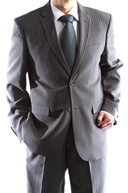 Men's  2 Button Charcoal 100% polyester Pinstripe Slim Fit Dress Suit (We have more Braveman suits Call 1-844-650-3963 to order)
