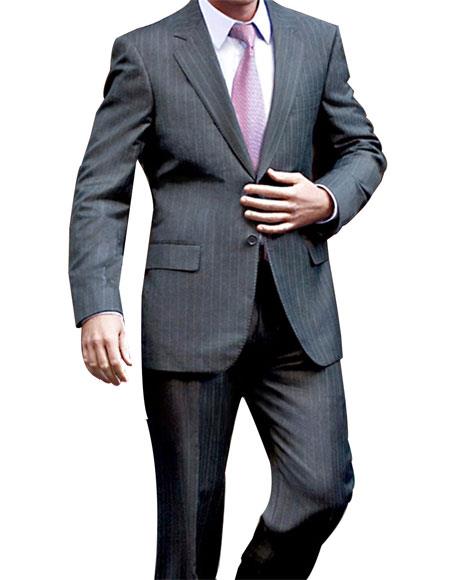 Men's 2 Button Charcoal Pinstripe Suit - Color: Dark Grey Suit 