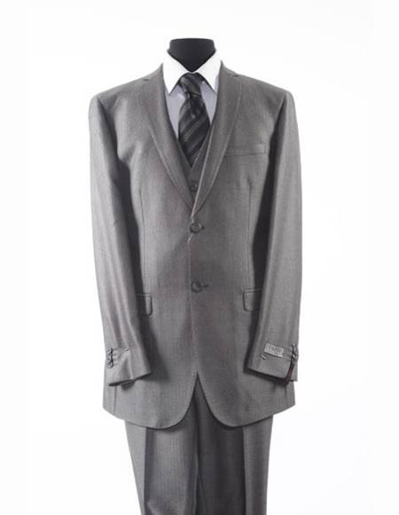 Tazio Brand Suit Men's Grey  2 Button Vested Suit