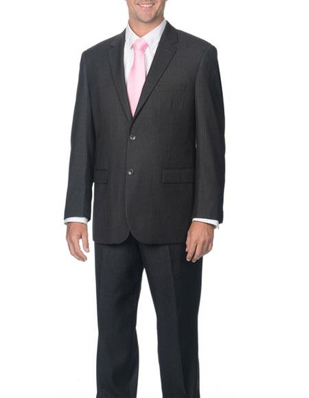 Brand: Caravelli Collezione Suit - Caravelli Suit - Caravelli italy Caravelli Men's Stripe Pattern 2 Button Grey 3-piece Classic Fit Vested Suit 