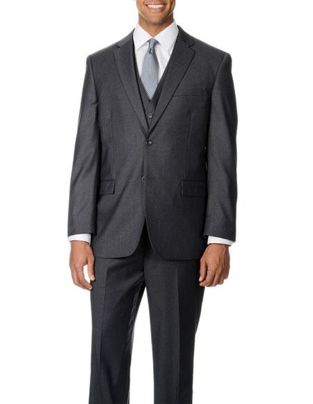 Brand: Caravelli Collezione Suit - Caravelli Suit - Caravelli italy Caravelli Men's  2 Button Grey 3 Piece Vested  Suit 