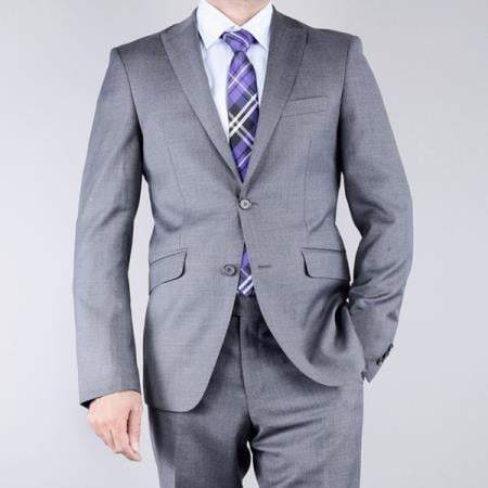 Men's patterned Grey 2-Button Slim-Fit Suit - High End Suits - High Quality Suits