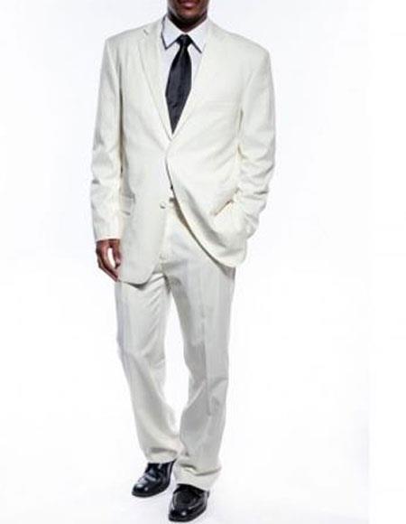Men's Two Button Ivory Suit Pleated Pants