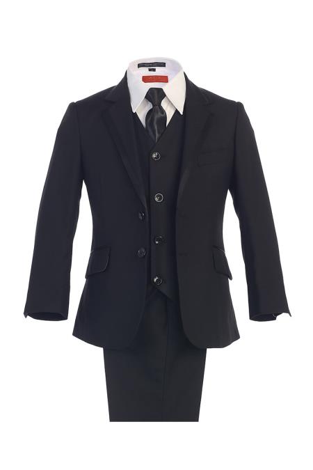 Two Button Black Boy's Kids Sizes Suit With Pant And Adjustable Tie Perfect for toddler Suit wedding  attire outfits
