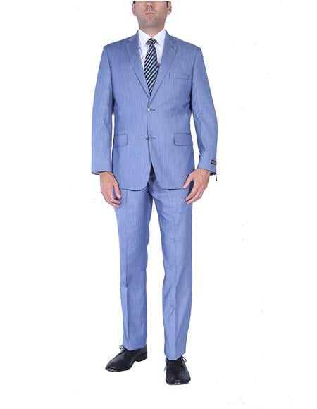 Men's Light Blue Two-Piece  Classic Fit 2 Button Cheap Priced Business Suits Clearance Sale