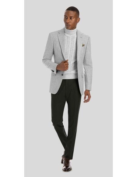 Men's Light Gray 2 Button Solid Pattern Wool  Cheap Priced Designer Fashion Dress Casual Blazer For Men On Sale Blazer