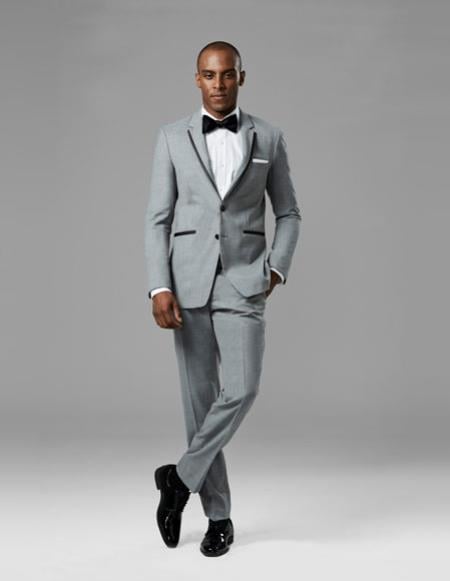 Men's Light Gray Two Buttons Double Vent best Suit