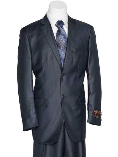 Men's 2 Button Solid Dark Navy Blue Suit For Men