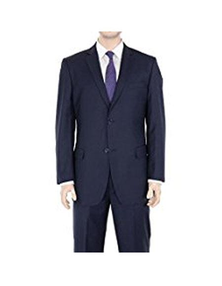 Men's Solid Dark Navy Blue 2 Button Suit 