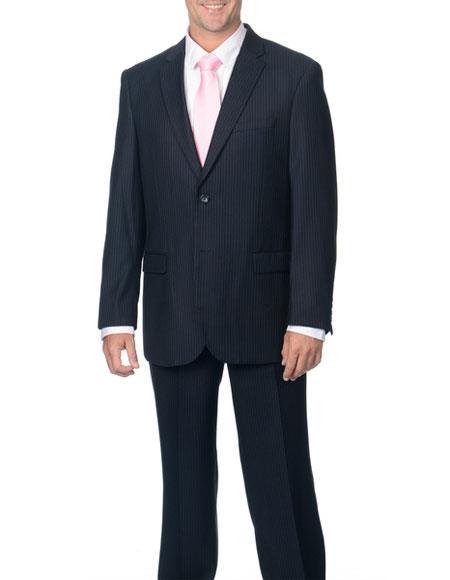 Brand: Caravelli Collezione Suit - Caravelli Suit - Caravelli italy Navy Blue Suit - Navy Suit Caravelli Men's 2 Button Dark Navy Pinstripe Modern Fit Suits