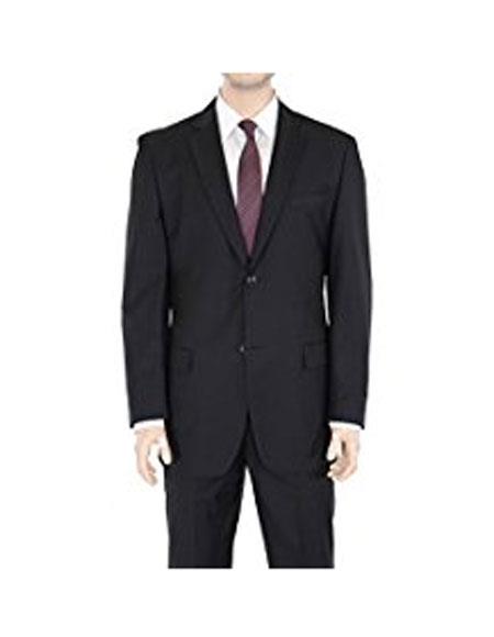 Men's 2 Button Solid Black Regular Fit Suit (We have more Braveman suits Call 1-844-650-3963 to order)