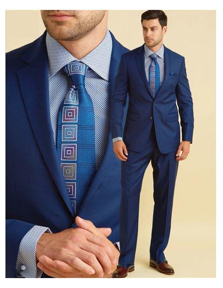 Men's 100% Wool 2 Button Royal Dress Steven Land Suits for Men