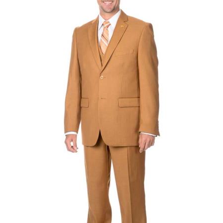 Super 140 rayon fabric poly~rayon 3 buttons Brown Pinstripe Suit