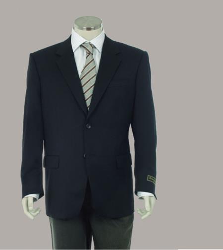 Men's Sport Coat Jacket Blazer 100% Wool Patterned Fabric Two Button Black 