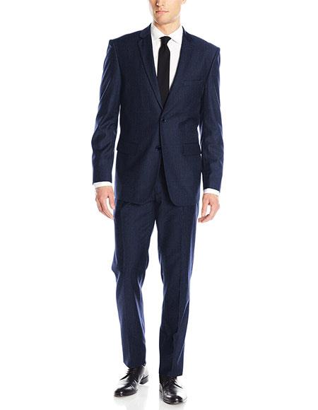 Men's Classic & Slim Fit Slate Blue 2 Button  Blend Suits