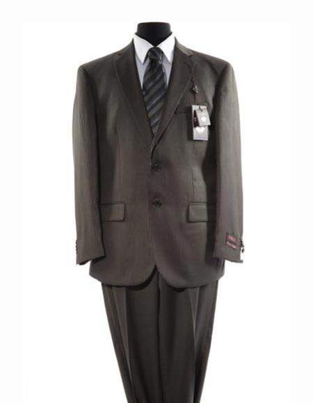Men's 2 Button  Taupe Pinstripe Pattern Suit
