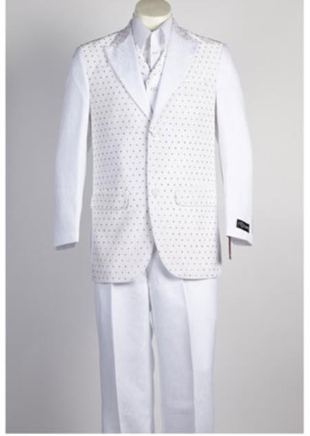 Men's 2 Button 2 Piece Suit All White Suit For Men