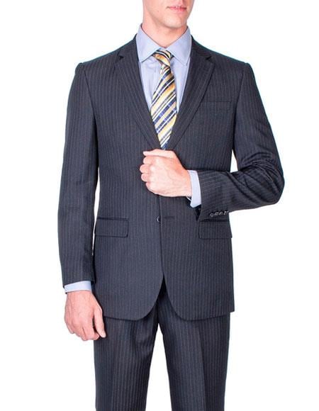 Giorgio Fiorelli Suit Men's Two Buttons stripe Authentic Giorgio Fiorelli Brand suits Flat Front Pants