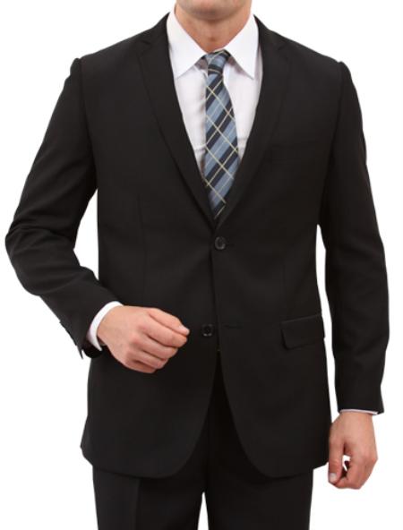 Men's 2 Button Front Closure Slim Fit Suit Black