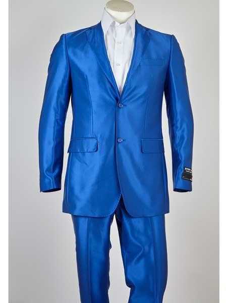 Men's 2 Button Super 150's  Blue  Slim Fit Suit