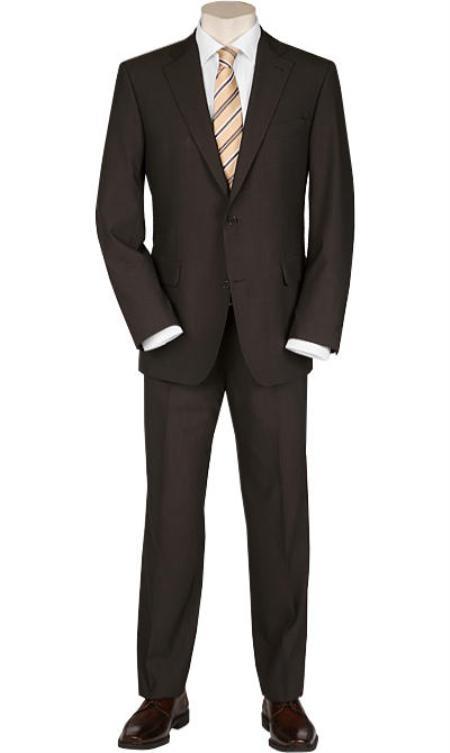 Mix and Match Suits Men's Solid Brown Quality 2 Buttons Portly Suits Executive Fit Suit - Mens Portly Suit