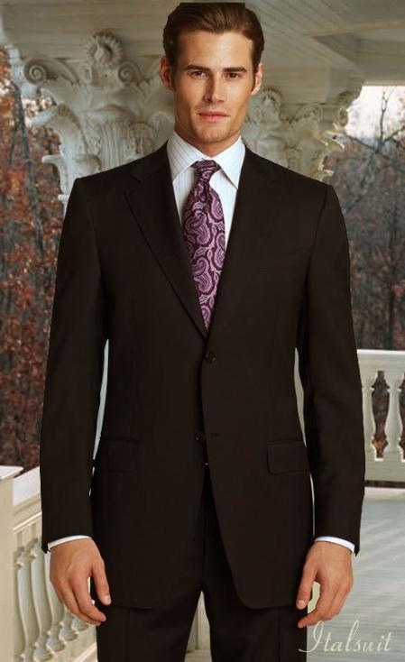 Classic 2pc 2 Button Brown Super 150's Suit With Hand Pick Stitch Suit