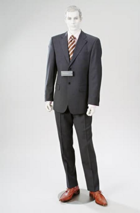 2 Buttons Flat Front Double Vent Charcoal Gray Available In 3 Buttons Style Regular Classic Cut - Color: Dark Grey Suit