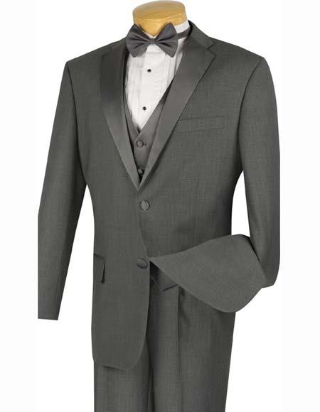 Charcoal Grey ~ Gray Two Buttons Tuxedo Men's Jacket & Pants Suit No Vest