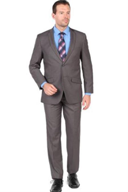 Men's Grey 2 Button Closure  Slim Fit Suit