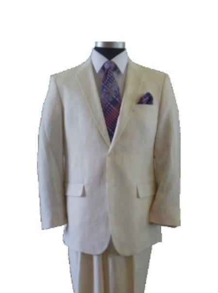 Men's 2 Button Ivory ~ Off White Cream Linen Suit 