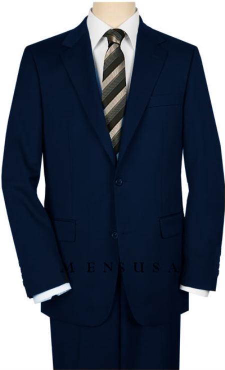 High-Quality 2 Button Dark Navy Blue Suit For Men  Side Vented Suit Wide Leg 22 Inch Pleated Pants Jacket 