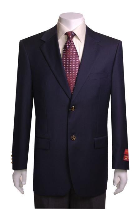 Mix and Match Suits Men's Quality 2 Buttons Portly Blazer / Sport coat Navy Executive Fit Suit - Mens Portly Suit