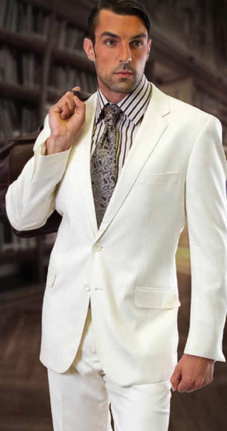 2-BUTTON CLASSIC OFF WHITE MODERN SLIM FIT SUIT 