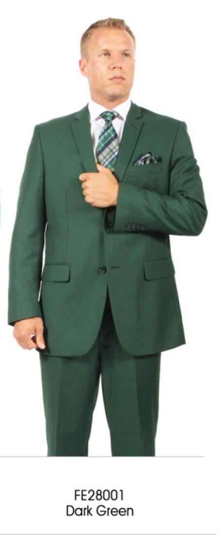 Men's 2 Button Hunter ~ Dark Army Green ( Olive ) Suit 