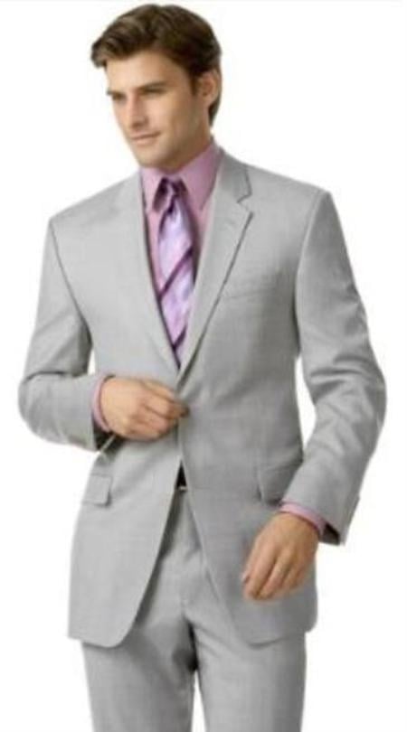 Groomsmen Suits Silver Gray (Very Very Light Gray(Ash)) 2 Button Double Vent Men's Cheap Priced Business Suits Clearance Sale