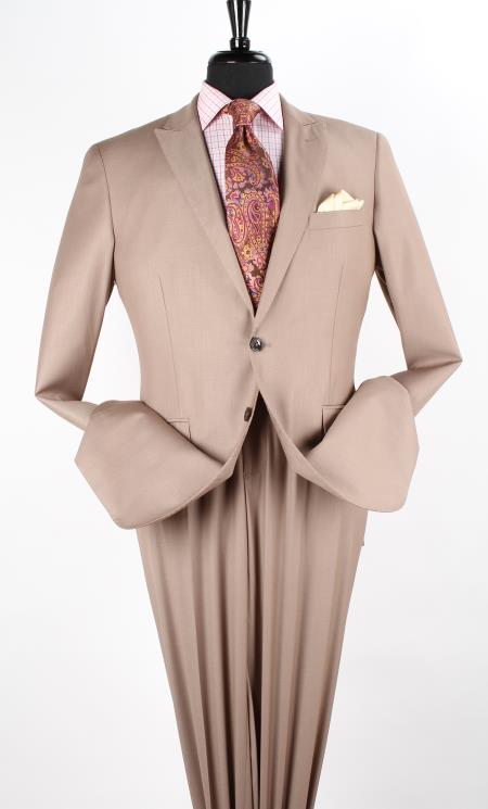 Men's 2 Piece Executive Discount three piece suit - Peak Lapel Taupe