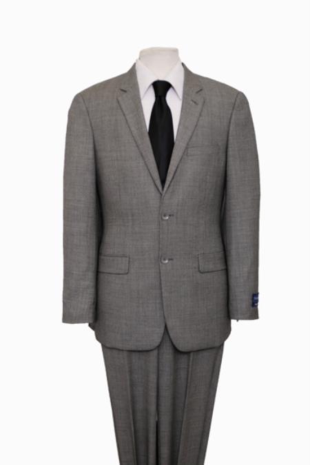 Men's Two Piece 100% Wool Executive Suit - Birdseye Weave Black And White 