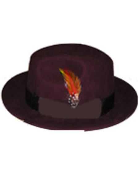 Men's Untouchable Burgundy ~ Wine ~ Maroon Color Fedora Wool Dress Hat