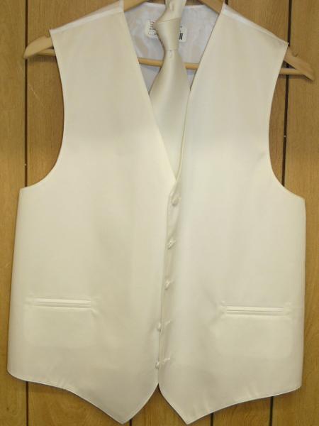 WHITE  GROOMSMEN DRESS TUXEDO WEDDING Vest ~ Waistcoat ~ Waist coat & TIE SET Buy 10 of same color Tie For $25 Each - Men's Neck Ties - Mens Dress Tie - Trendy Mens Ties