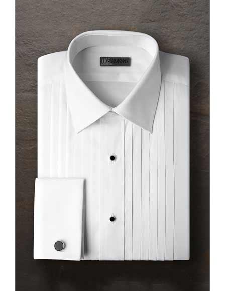 Vincent Regular Fit Pleated Laydown Tuxedo Shirt With Frenched Cuffed Ted Baker Brand White