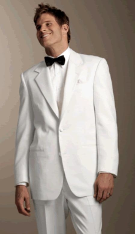 White Men's 2 Button Style Tuxedo Dress Suits 
