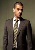 SKU# 2TT-1 Brown Small Shadow Ton on Ton Stripe Light Weight Fabric Suit Comes in 4 Colors 2 Button $169