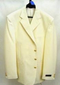 SKU#ZD4 3/4 Button Off White~Ivory Mens Dress Blazer with Metal Buttons in 7 Colors $99