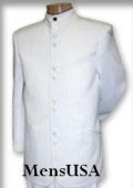 SKU# MKB4 Best Quality Pure Snow White Mandarin Collar Tuxedo Suit Light Weight Soft Fabric $199 