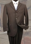 SKU#HM1886 Brown Classic 2PC 3 Button Tone On Tone Stripe Mens Suit $99