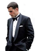 SKU#SH284 Elegant luxurious drape Plain back Black 1 Button shawl collar Tuxedo no vents $199