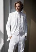 SKU#BL2 High Quality Satin Notch Lapels White Tuxedo With Vest  $189