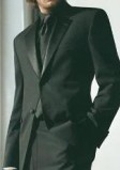 SKU# GB78 $775 High Quality Umo 2-Button Super 120's Wool Tuxedo + Black Shirt + Black Tie $219 